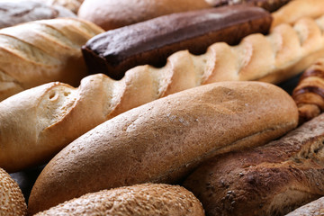 Freshly baked bread products, closeup