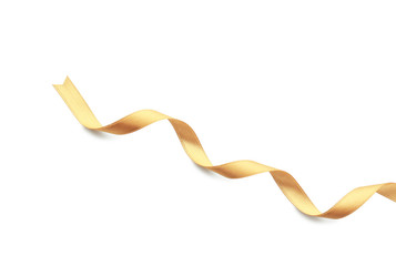 Beautiful golden ribbon on white background
