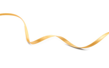 Beautiful golden ribbon on white background