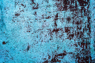 Abstract grunge industrial background, old metal covered with damaged crackle paint texture