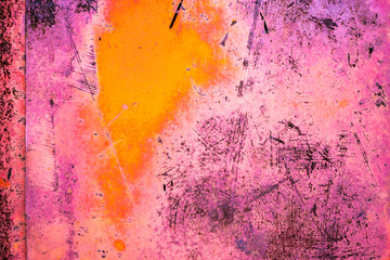 Abstract grunge industrial background, old metal covered with damaged crackle paint texture
