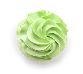 Tasty cupcake on white background