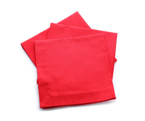 Clean kitchen towels on white background