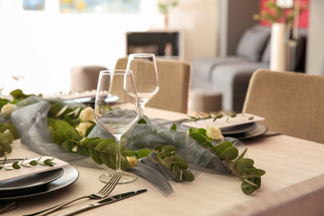 Beautifully served festive table