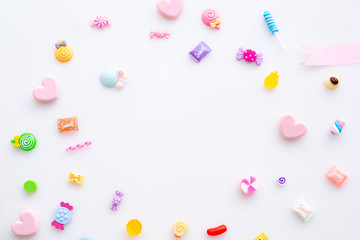sweet candy frame on isolated white background, valentines day background.