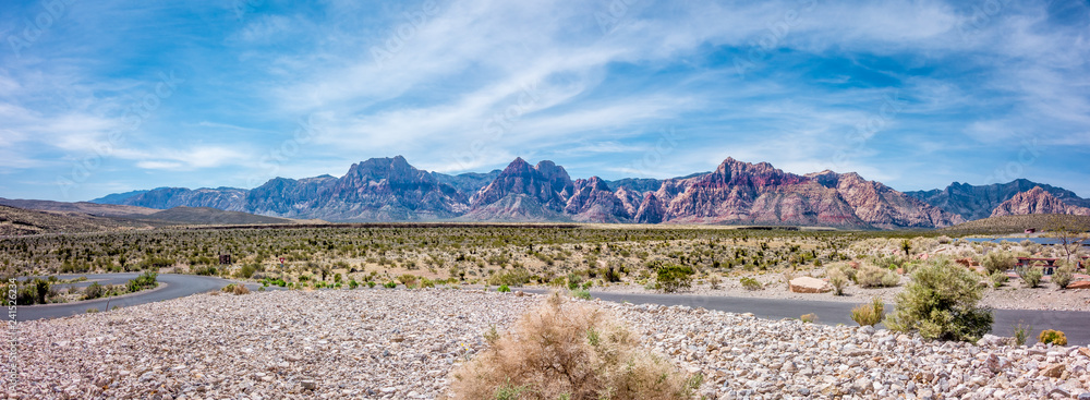 Wall mural panoramic view of red rock canyon national park from visitors center