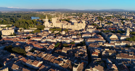 Avignon city in aerial view, France