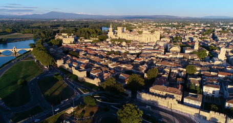 Avignon city in aerial view, France