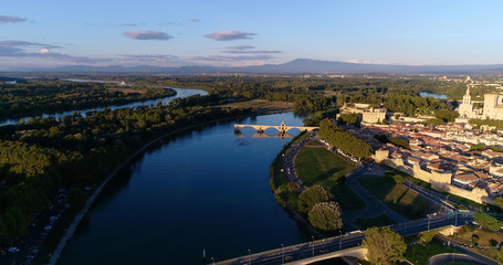 Avignon city in aerial view, France