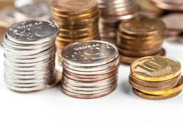 Stack of coins on the table