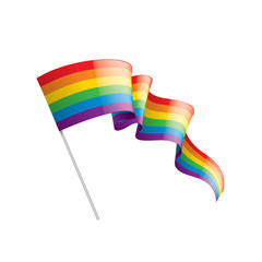 Vector a rainbow flag waving on white background