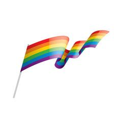 Vector a rainbow flag waving on white background