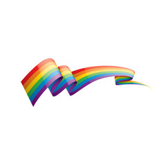 Vector a rainbow flag waving on white background