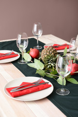 Beautifully served festive table