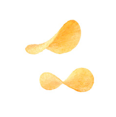 Naklejka na ściany i meble Tasty crispy potato chips on white background