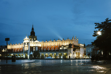 Fototapeta premium KRAKOW, POLAND - August 27, 2017: street view of downtown Krakow, Poland