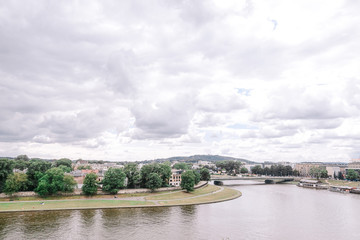 KRAKOW, POLAND - August 27, 2017: street view of downtown Krakow, Poland
