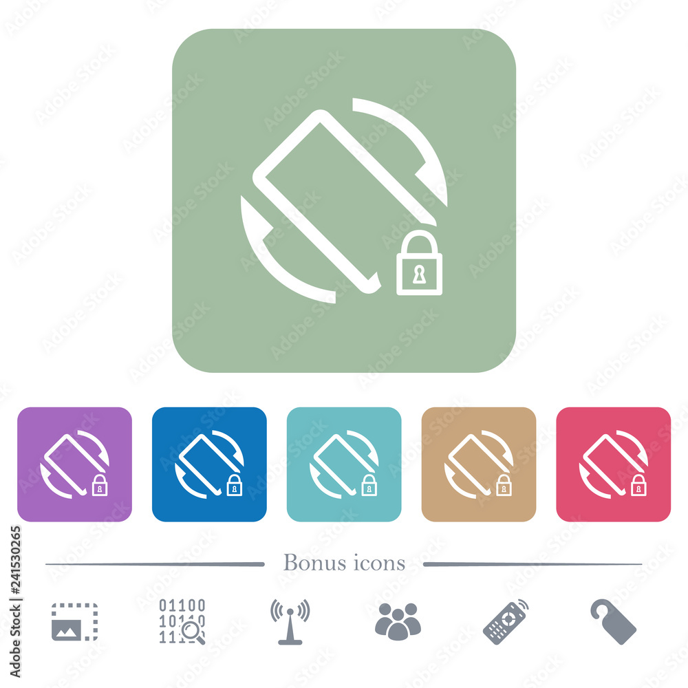 Poster mobile screen rotation locked flat icons on color rounded square backgrounds