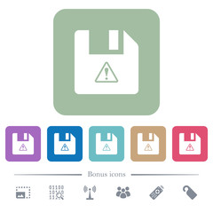File warning flat icons on color rounded square backgrounds