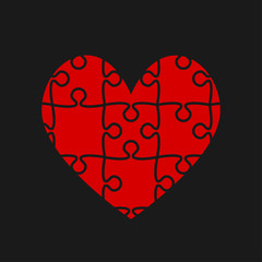 Obraz na płótnie Canvas Red pieces puzzle of romantic heart. Jigsaw.