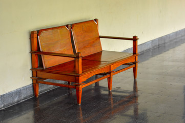 wooden chair to relax in a historic building