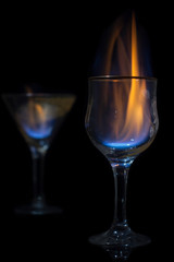fire in glasswine