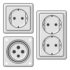 A set of sockets. Vector illustration on white background