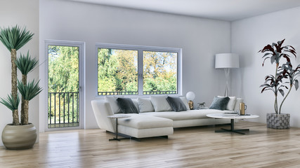 Obraz na płótnie Canvas large luxury modern bright interiors Living room illustration 3D rendering computer digitally generated image
