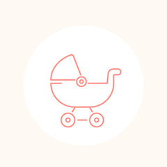 baby carriage icon on white, line vector