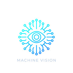 Machine vision, AI concept, vector line icon