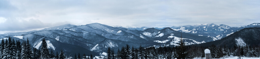 Winter landscape in Carpathian mountains,