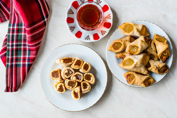 Homemade Turkish Delight Cookies with Traditional Tea / Biscuits.