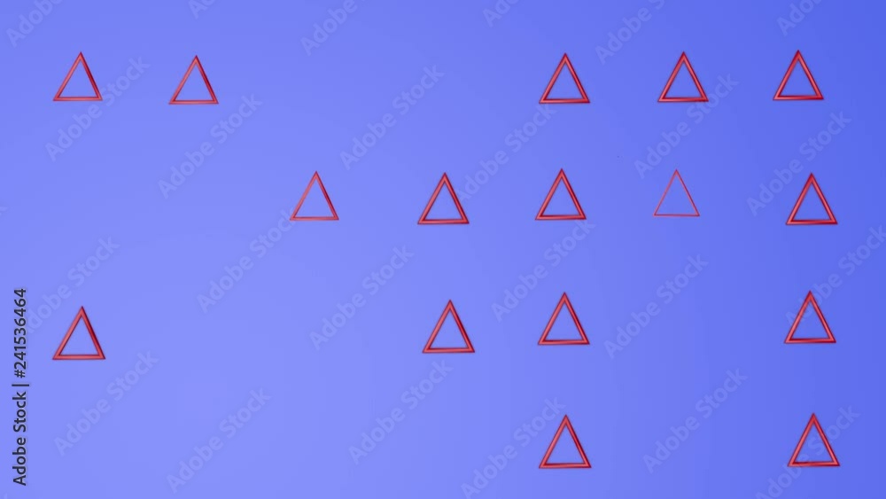 Poster red triangles move chaotically on a turquoise background. animated abstract background. 3d rendering