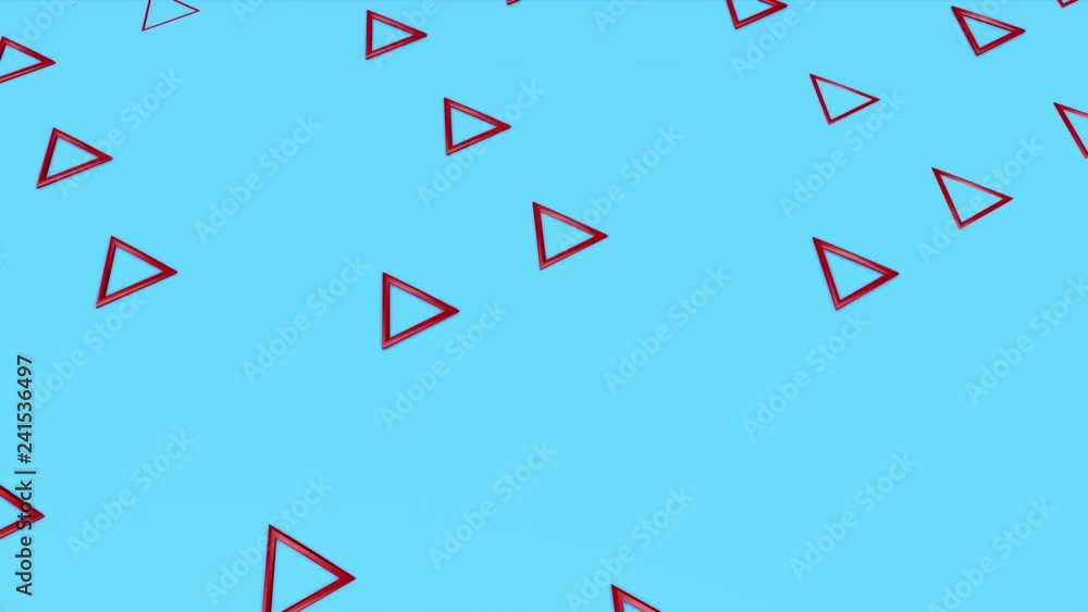 Poster red triangles move chaotically on a turquoise background. animated abstract background. 3d rendering