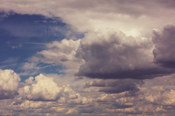 Dramatic cloudy sky at sunset.