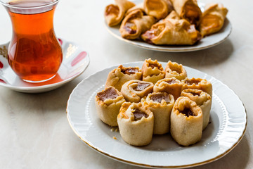 Homemade Turkish Delight Cookies with Traditional Tea / Biscuits.
