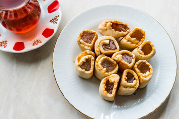 Homemade Turkish Delight Cookies with Traditional Tea / Biscuits.