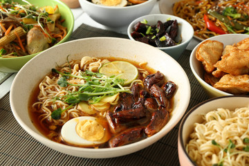 Assortment of Chinese food on table