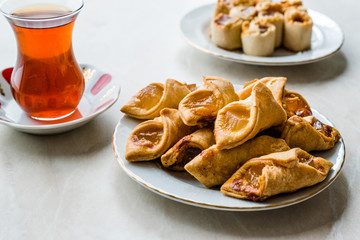 Homemade Turkish Delight Cookies with Traditional Tea / Biscuits.