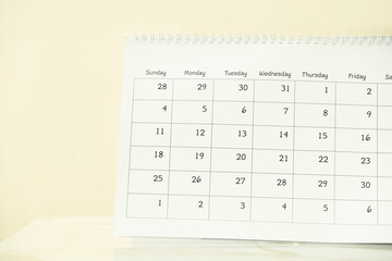 Flip calendar on table