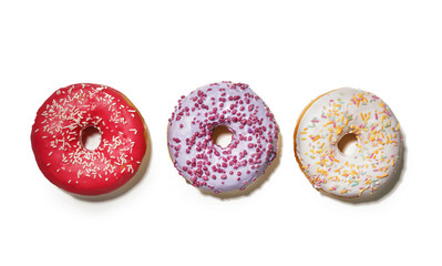 Tasty doughnuts on white background
