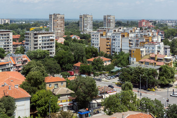 Fototapeta na wymiar Panoramic cityscape of Plovdiv city from Nebet Tepe hill, Bulgaria