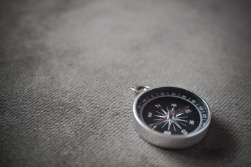 Closeup shot of a metalic compass