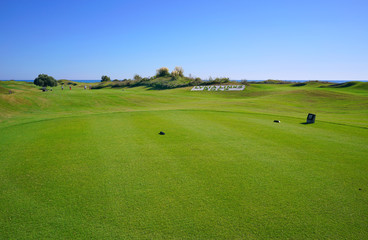 Links golf course and ball  