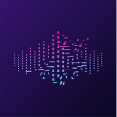 Abtstract sound wave equalizer. Trendy gradient color, electronic sound bar.