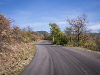 Fototapeta premium Autumn landscape of the Tuscany seen from asphalt roads in october italy montevarchi chianti