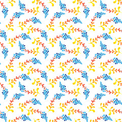 Cute watercolor floral seamless pattern. Colorful 