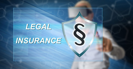 Man touching a legal insurance concept