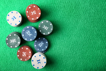 Chips on table in casino