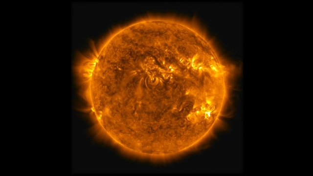 Time lapse animation of the solar flare radiation and a big eruption of plasma . Elements of this image furnished by NASA